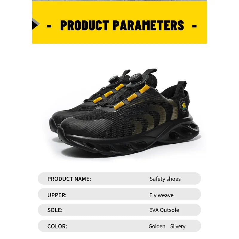 Button Labor Protection Shoes Lightweight Steel Toe Cap Anti Smashing and Anti Puncture Safety Shoes
