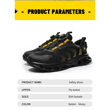 Button Labor Protection Shoes Lightweight Steel Toe Cap Anti Smashing and Anti Puncture Safety Shoes