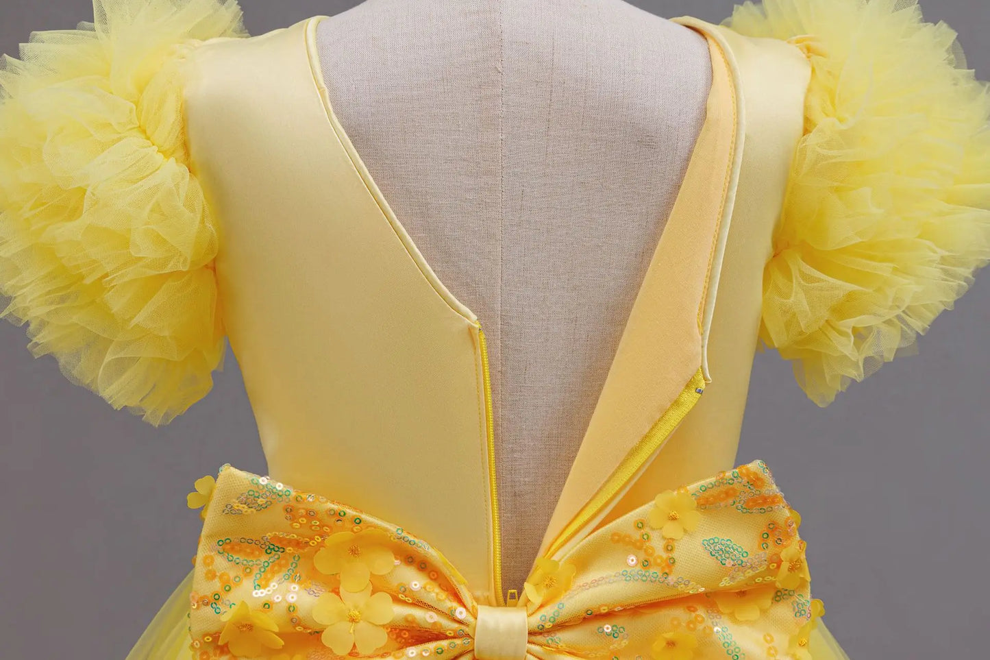 Girls Summer Yellow Sequin Wedding Dresses Wedding Dresses Tulle Carnival Outfits Girls Birthday Party Dresses Girls Ceremony Ou