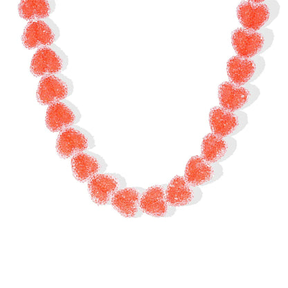 New colorful love candy resin necklace, cute love candy, niche design, collarbone chain women's gift necklace