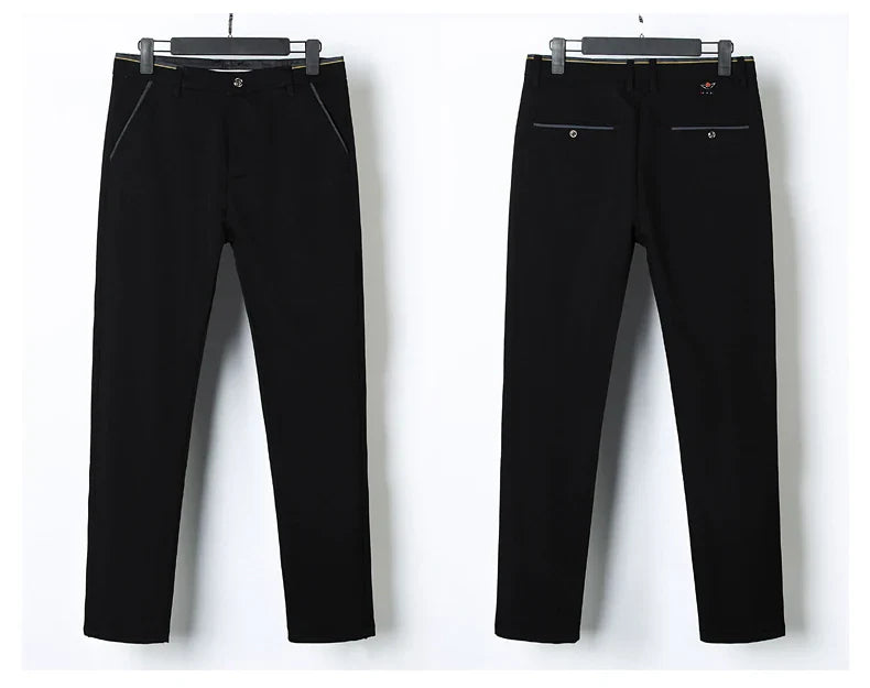 Winter New Classic Men's Fleece Casual Pants Thickened Straight Slim Warm Business Casual Office Male Velvet Trousers
