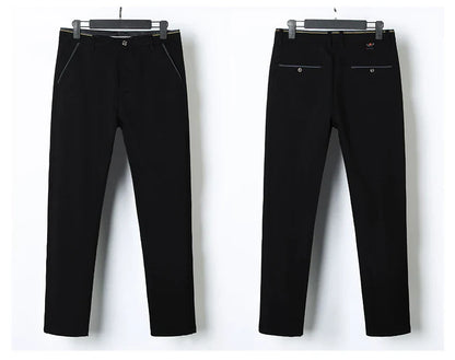 Winter New Classic Men's Fleece Casual Pants Thickened Straight Slim Warm Business Casual Office Male Velvet Trousers