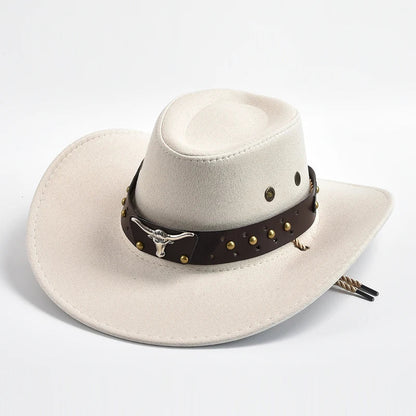 New Artificial Suede Western Cowboy Hats Vintage Big-edge Gentleman Cowgirl Jazz Hat Holidays Party Cosplay Hat