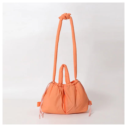 Casual nylon padded tote bag designer soft puffer women shoulder crossbody bags Simple Vintage large capacity handbags 2026