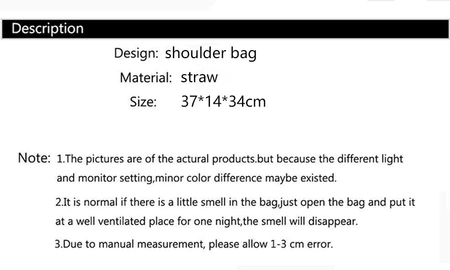 Bolsa Sacola de Palha Tecida de Verão Bolsa de Ombro Feminina Casual de Praia para Férias Bolsas Femininas de Grande Capacidade Cor Sólida