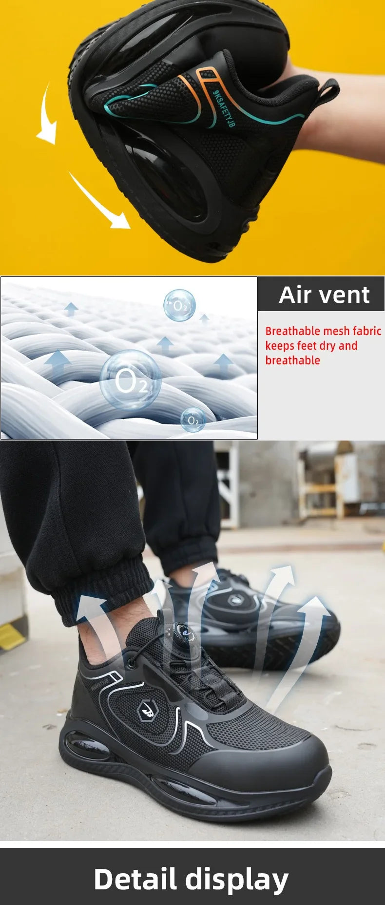 Safety Shoes Impact-Resistant & Puncture-Resistant Steel Toe Safety Shoes Export New Style Knob Shoes Wear-Resistant Shoes