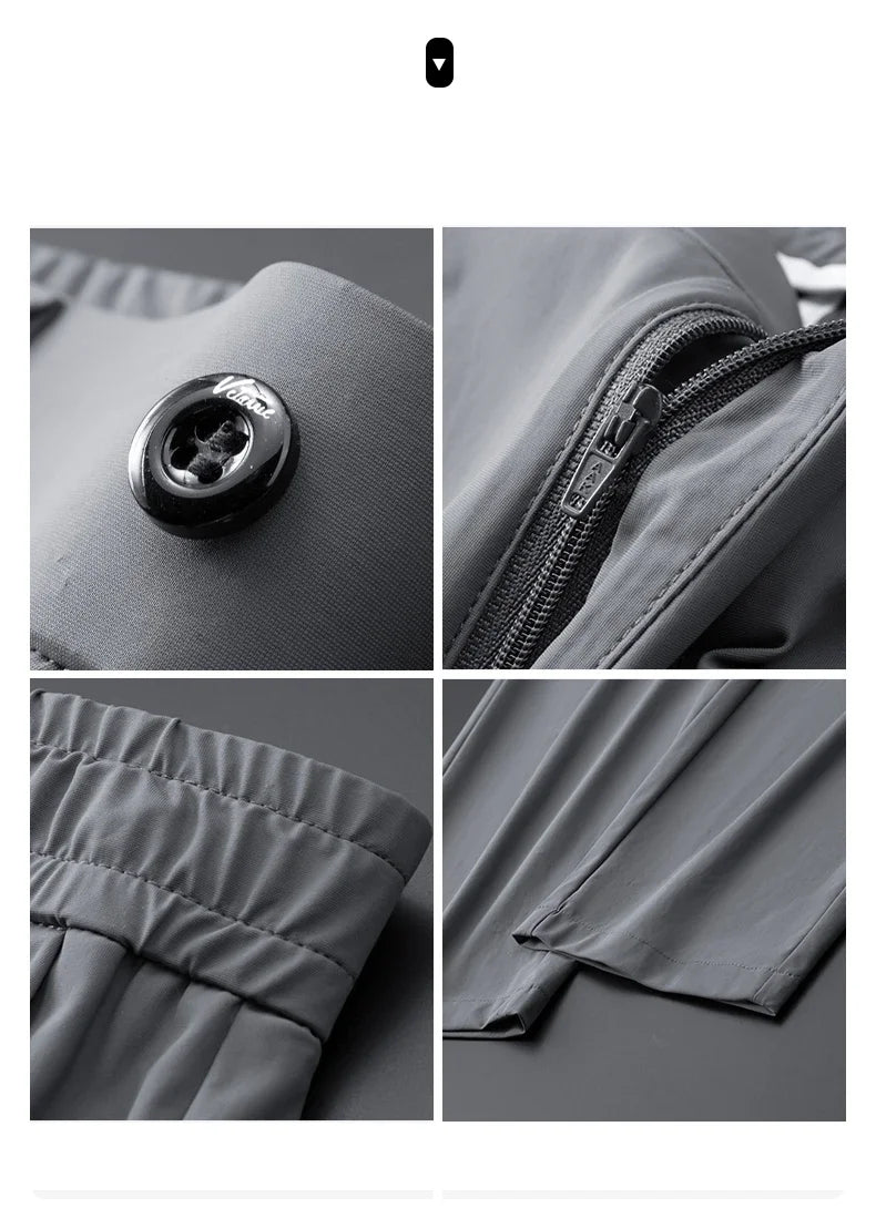 Summer Thin Stretch Trousers Men Elastic Waist Korean Classic Black Gray Blue Business Casual Formal Pants Male Brand
