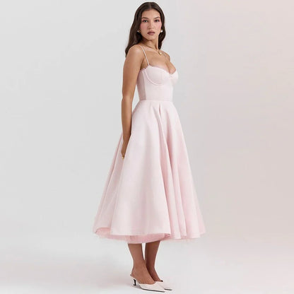 Summer Long Evening Dress Elegant 2025 New Arrivals Spaghetti Strap Corset Bustier Dress Satin Prom Dress Women