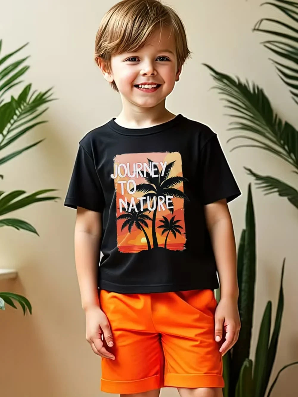 Boys Loose Casual Sets Summer Teen Gradient T-Shirts Shorts 2PCS Big Kids Sport Short Sleeve Clothes Suits Children Print Outfit