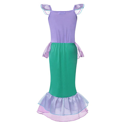 Popular Movie Children Fish Princess Dress With Purple Sequins Decoration And Fish Scales Skirt Holiday Role-Playing Dress
