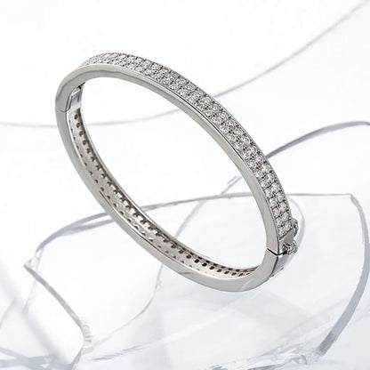 Real GRA Certified D Color 2mm 0.03CT Full Moissanite Bracelet Bangle for Women Party S925 Silver All Diamond Bracelets