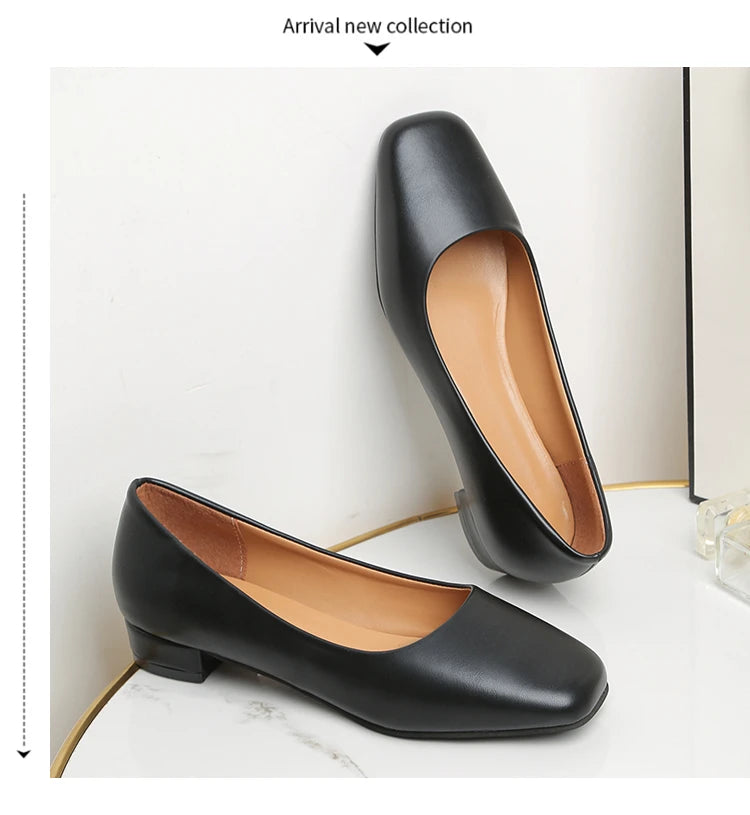 Spring Autumn Women Elegant Square Toe Low Heel Shallow Cut Single Shoes Casual Pumps Shoes for Women 35-41 Platform Shoes