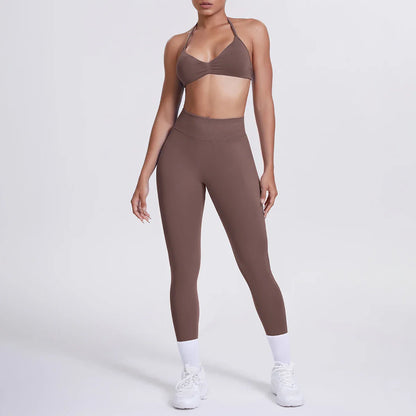 Women 2pcs Patchwork Sport Yoga Suit Training Sleeveless Sport Gym Tops Tummy Control Slimming Booty Leggings Yoga Suit Sports