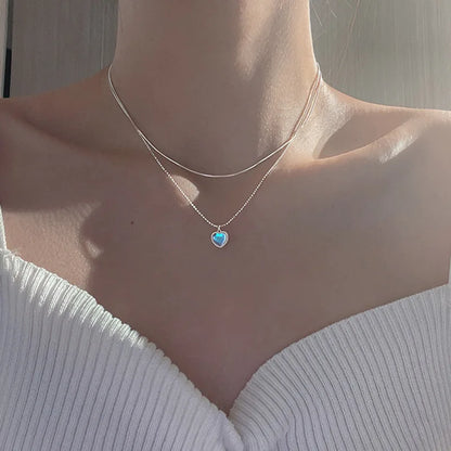 Y2K Accessories Fashion Peach Heart Water Drop Pendant Necklace Pink Crystal Egirl Sweet Cool Clavicle Chain Aesthetic Jewelry