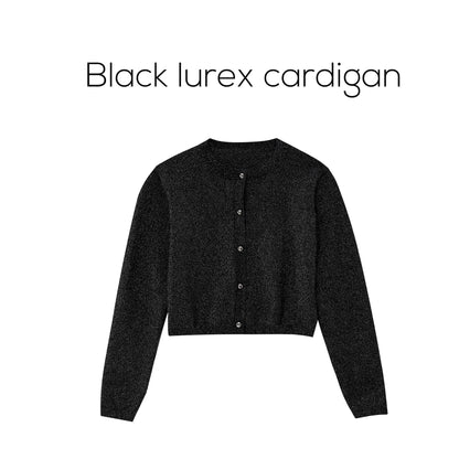 Women 2026 Autumn and Winter New Design Shine Cardigan and Pleated Slip Dress Elegant Lady Clothing