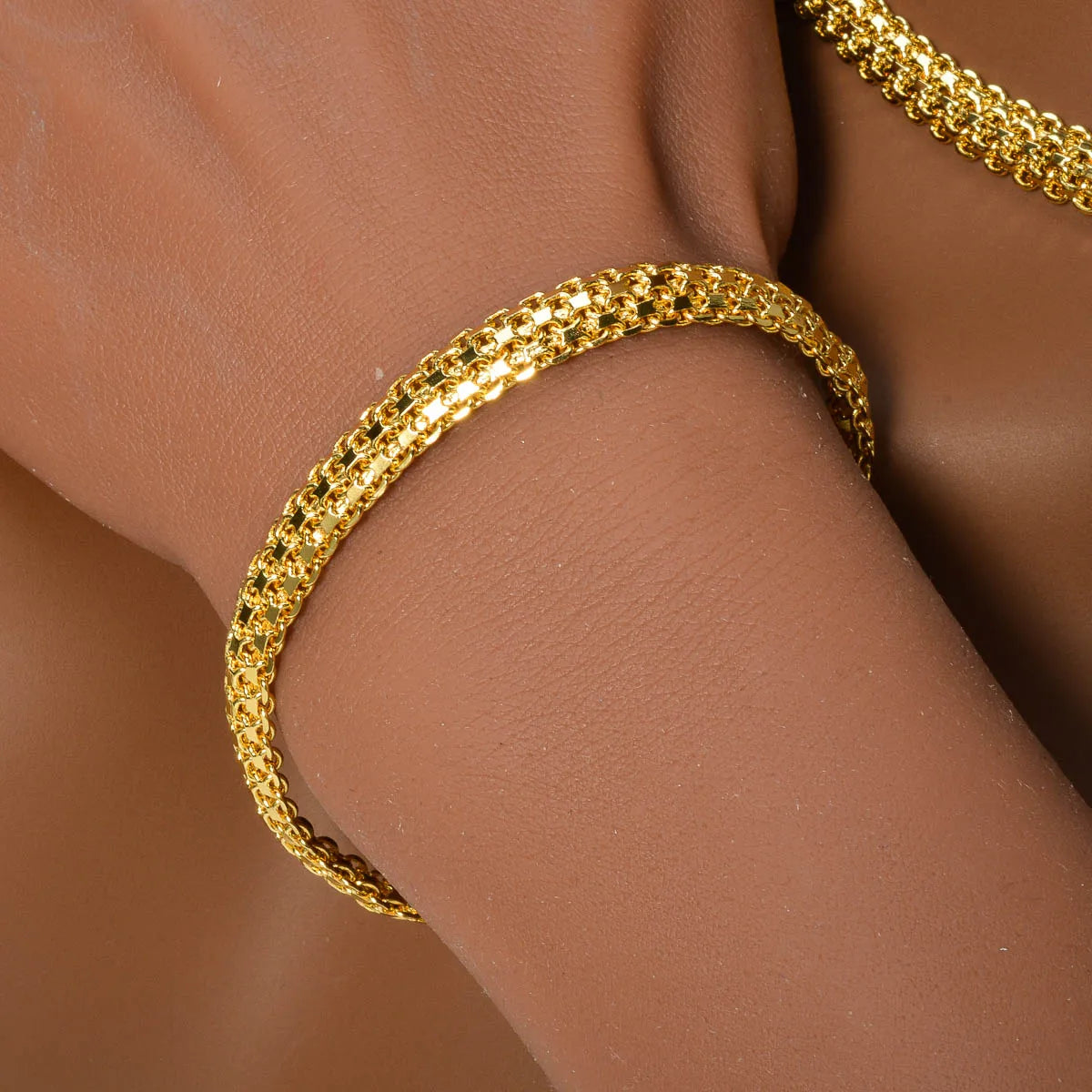New Italian Chain Necklace Bracelet for Women Friendship Friend Metal Hip Hop Bangle Ladies Wedding Jewelry Set Pulseras Mujer