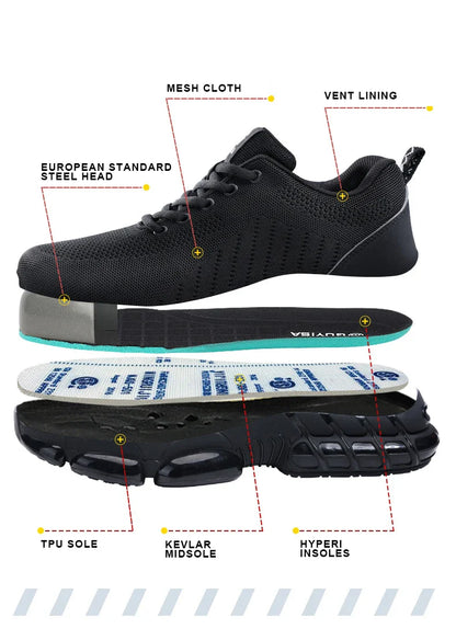 Steel Toe Safety Shoes for Men Women Comfortable Breathable Non Slip Work Shoes Security Protective Shoes Comfortable Sneakers ﻿