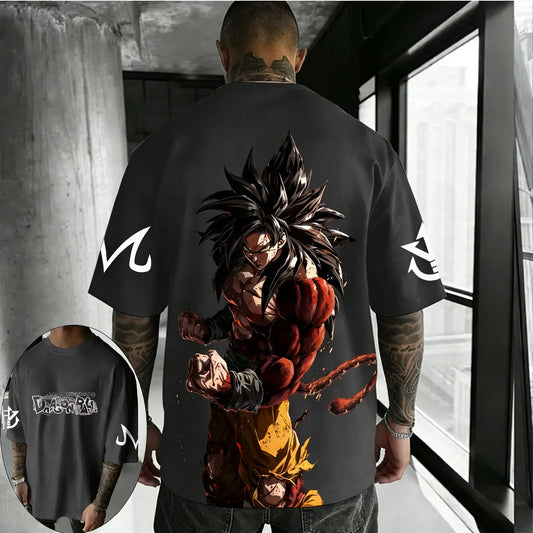 T-shirt Summer New Super Saiyan 4 Co Branded Men's Street Hip Hop Oversized Casual Short Sleeve Top