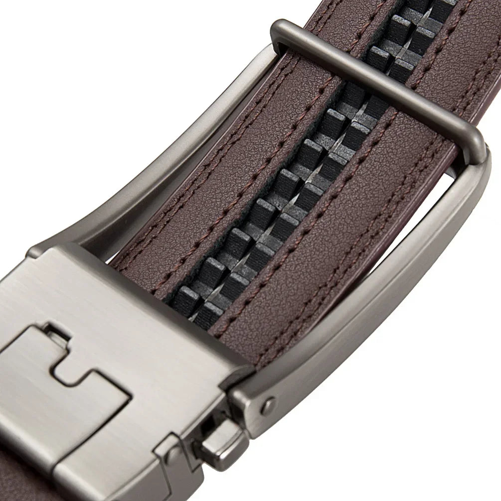 Plus Size 170 160 150 140 130cm Click Business Belts Men Automatic Buckle Genuine Leather Men's Jeans High Quality Waist Strap