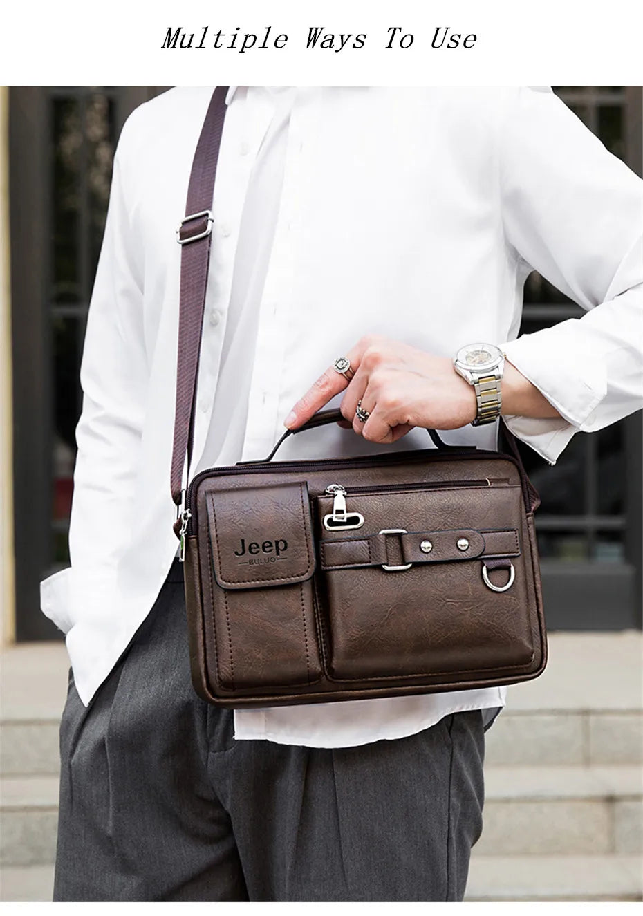 Multi-function Business Handbags Men New Man's Shoulder Bags Large Capacity Leather Messenger Bag Crossbody Big Brand