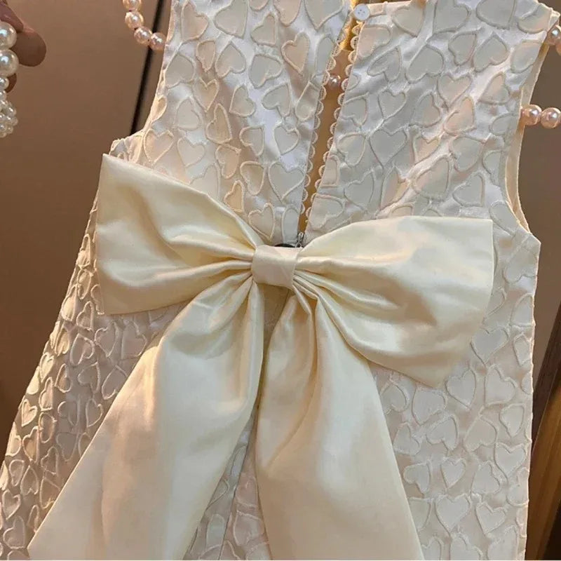 Girl Princess Tweed Classic Dresses Fashion Kids Vintage Baby Casual Wear Vestidos 1-8 Years Children Ceremonial Clothes