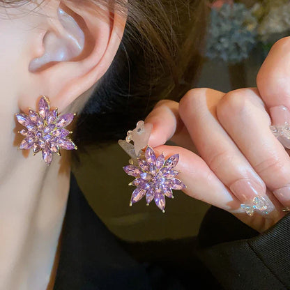 Flower Earrings for Women Korea Simple Sweet Stud Earrings Luxury High-grade Solid Color Charm Jewelry Girls Gift