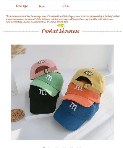 Kids Baseball Cap Children's Hat for Lovely Baby Cotton Breathable Kids Hats Girl Boy Caps M Letter Embroidered Hat for Boy