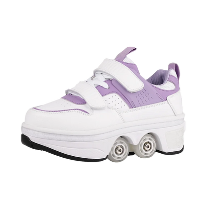 Children Wheels Shoes Roller Sneakers With 4 Wheels Skates Adult Runaway Parkour Deformation Shoes For Women Men Youth Kids Gift