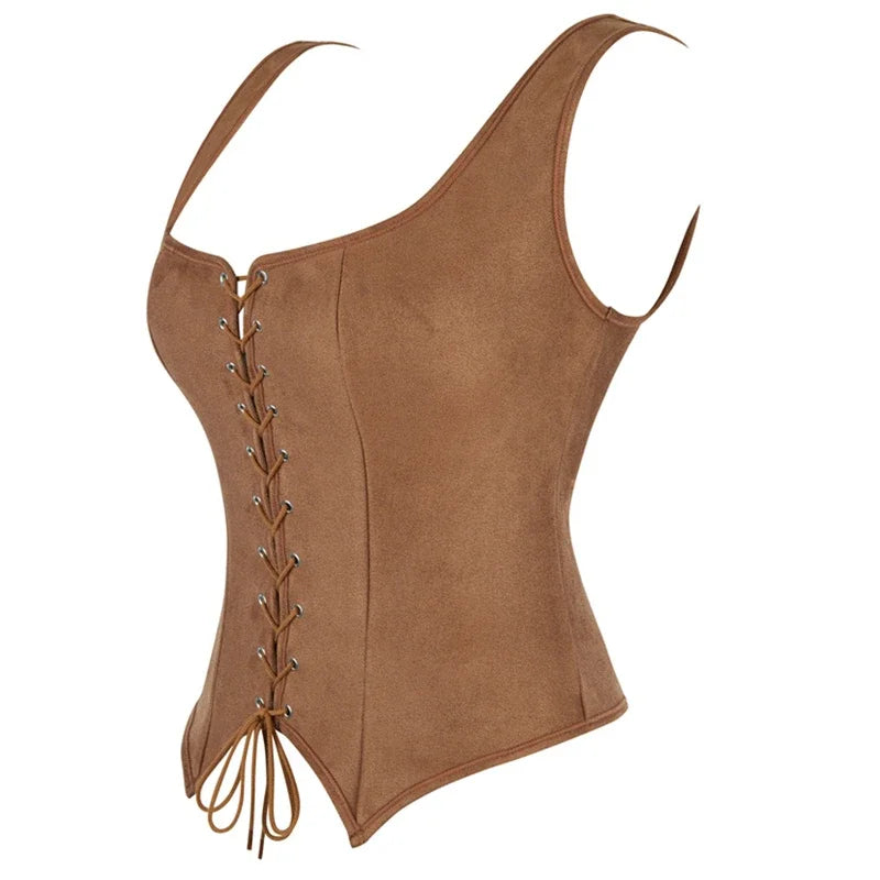 Steampunk Pirate Vest for Women Medieval Viking Bodice Corset Top Renaissance Halloween Cosplay Outfit