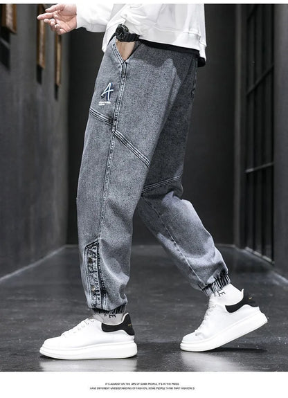 Spring and Autumn New Classic American Retro Loose Tight Leg Pants for Men's Casual Sports Large Size High Quality Jeans