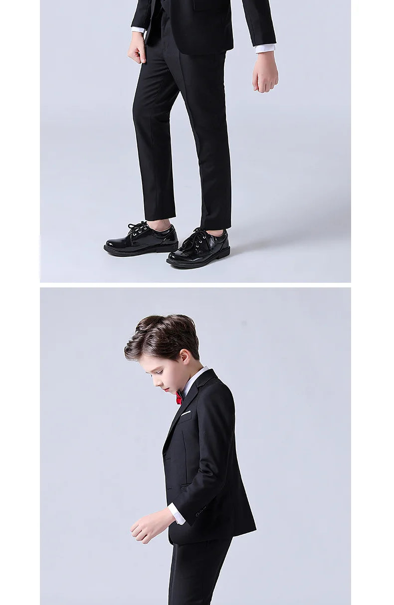 1-14 Years Children Boy Wedding Suit Black Nave Blue Elegant Suits For Children Boys Suits Outfits Set Teenager Kids Suits