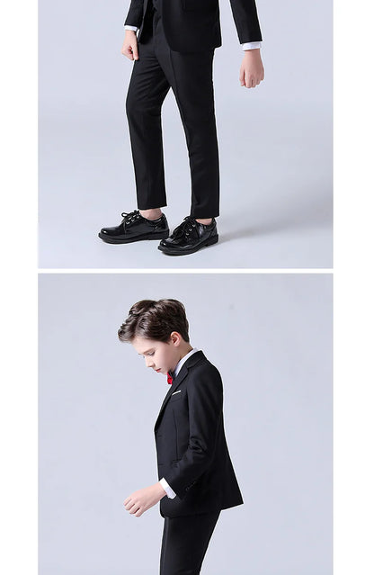 1-14 Years Children Boy Wedding Suit Black Nave Blue Elegant Suits For Children Boys Suits Outfits Set Teenager Kids Suits
