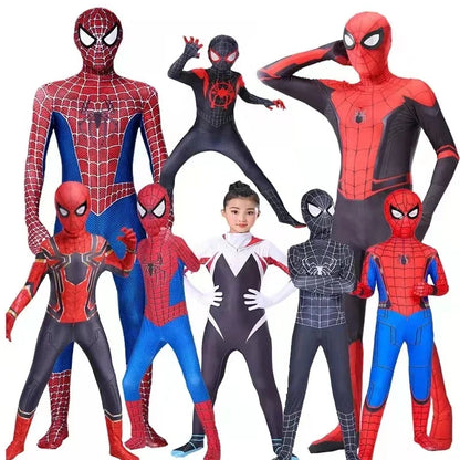2026 High Quality Superhero Spidermans Costume Bodysuit For Kids Adult Spandex Zentai Halloween Party Cosplay Jumpsuit