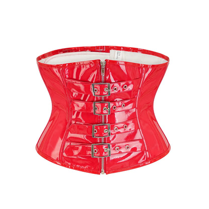Fashion Steampunk Corset Top Gothic Womens Slimming Underbust PVC Leather Bustier Body Shaper Sexy Zipper Waist Cincher Corselet
