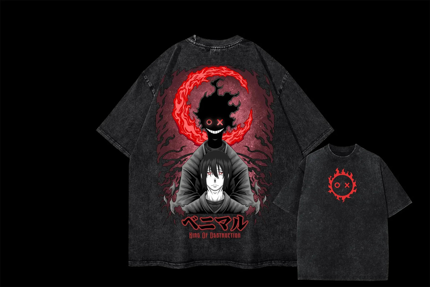 Anime Fire Force Benimaru T-shirt Women's and Men's Vintage Washed Cotton T Shirt Summer Harajuku Streetwear Men Tops Clothing