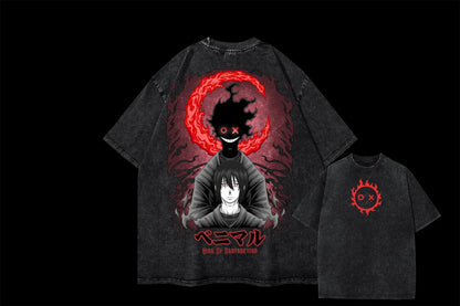Anime Fire Force Benimaru T-shirt Women's and Men's Vintage Washed Cotton T Shirt Summer Harajuku Streetwear Men Tops Clothing