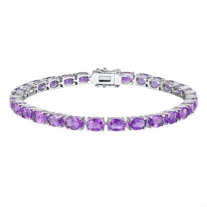Pure 925 Sterling Silver Women's Hand Bracelets 100% Real Gemstone Natural Topaz Peridot Amethyst Gem Fine Jewelry