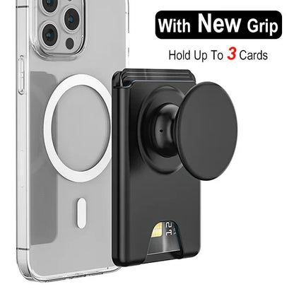 Universal Magnetic Wallet With Expanding Phone Grip,Phone Card Holder Solid SocketWallet For IPhone Samsung Wallets