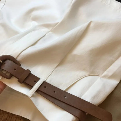 Summer new wide leg shorts Thin cotton A-frame shorts Office ladies classic loose casual zipper shorts for women
