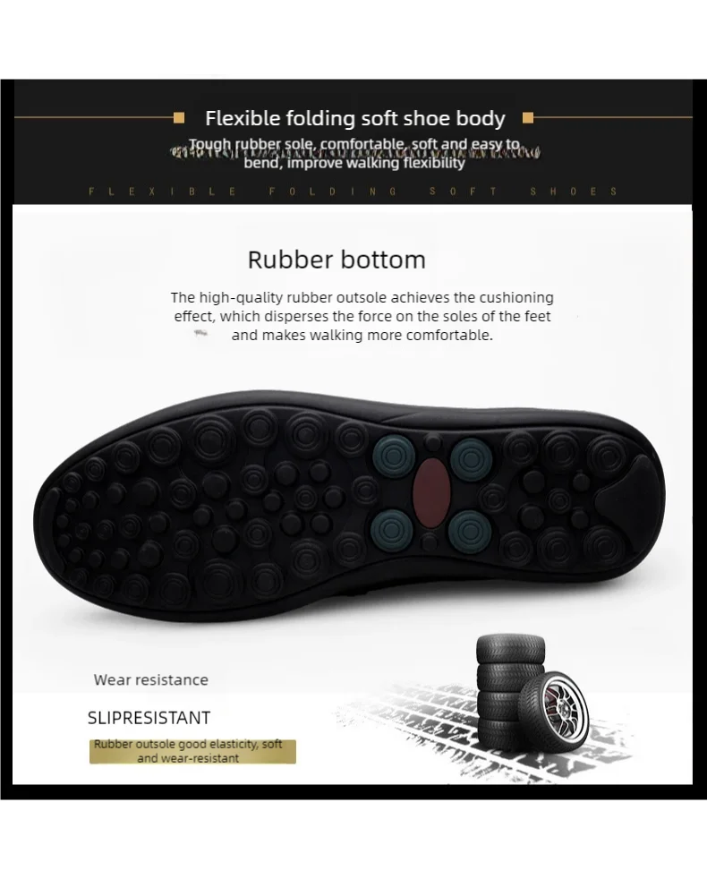 Men's casual leather shoes four seasons plus size soft sole comfort outdoor fashion youth business leather shoes driving shoes