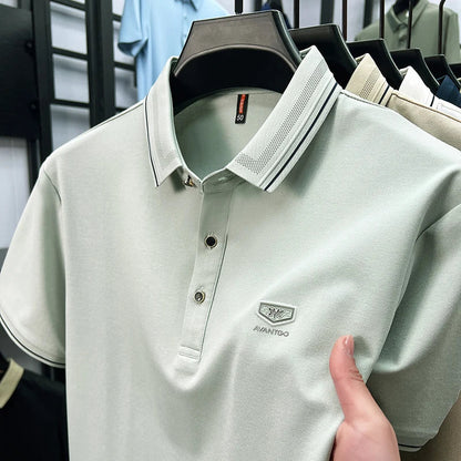 Light luxury brand men's short sleeve polo shirt summer new item high-end letter golf comfortable cotton casual business T-shirt