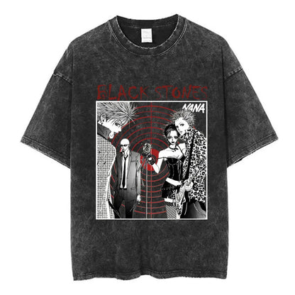 Nana Osaki Japanese Anime Vintage Washed T-shirt Men's Women Clothing Harajuku Short Sleeve T-shirts 100% Cotton Casual T Shirts