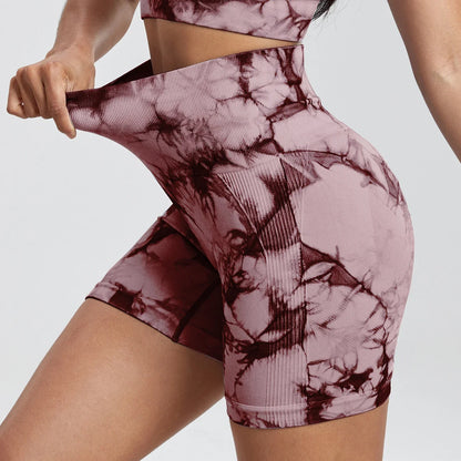 Tie Dye Summer Shorts Woman Fitness Seamless High Waist Sport Shorts Running Outdoors Skinny Shorts Activewear Running Outdoors
