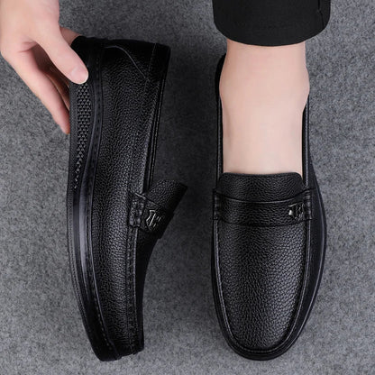 Genuine Leather Casual Shoes Men Handmade Slip on Platform Walking Shoes Outdoor Footwear Driving Loafers Breathable Sneakers
