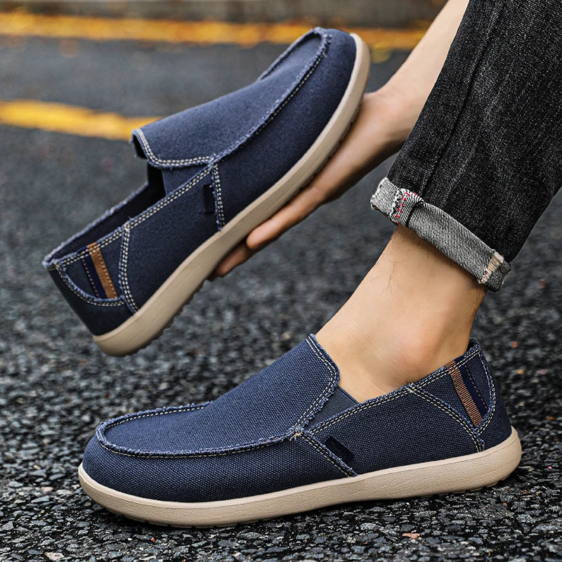 Large Size Canvas Shoes Men's Slip-On Loafers Casual Breathable Independent Station Cross-Border Shoes Adult Low Heel Rubber