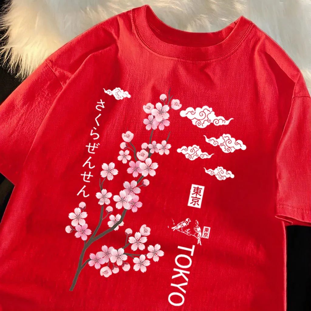 You Can Enjoy Cherry Blossoms From Tokyo T Shirt Men Summer Casual Top Soft Unisex Clothes Loose Cotton Male Colour Short Sleeve