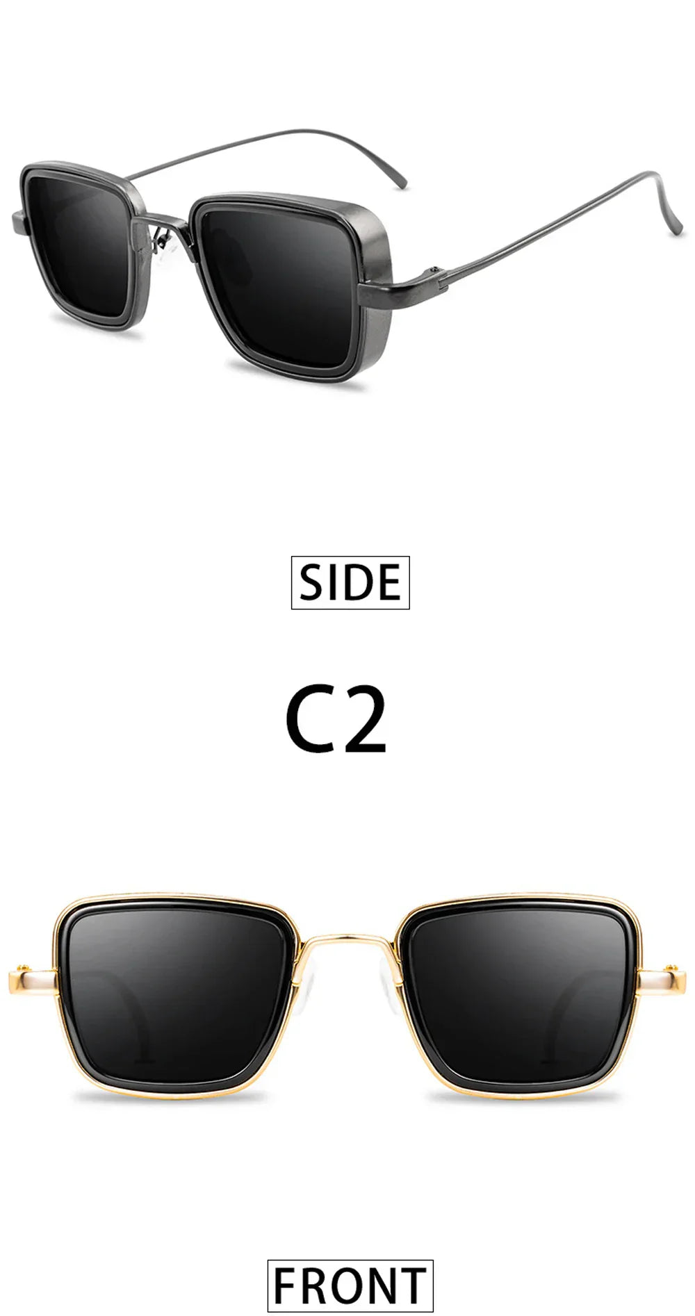 Brand Shades Men Women Sun Glasses UV400 Square Vintage Metal Steampunk Sunglasses