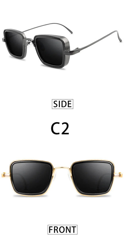 Brand Shades Men Women Sun Glasses UV400 Square Vintage Metal Steampunk Sunglasses