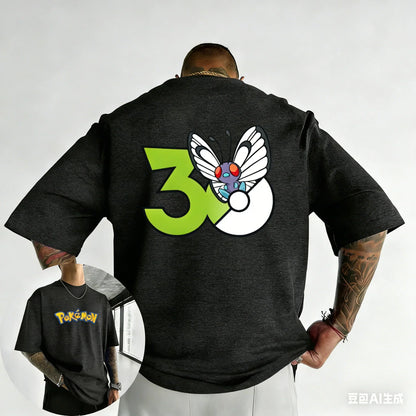 30th Anniversary Butterfree Printed T-shirt Summer Men's and Women's Loose Casual Hip Hop Trendy Short Sleeve Top