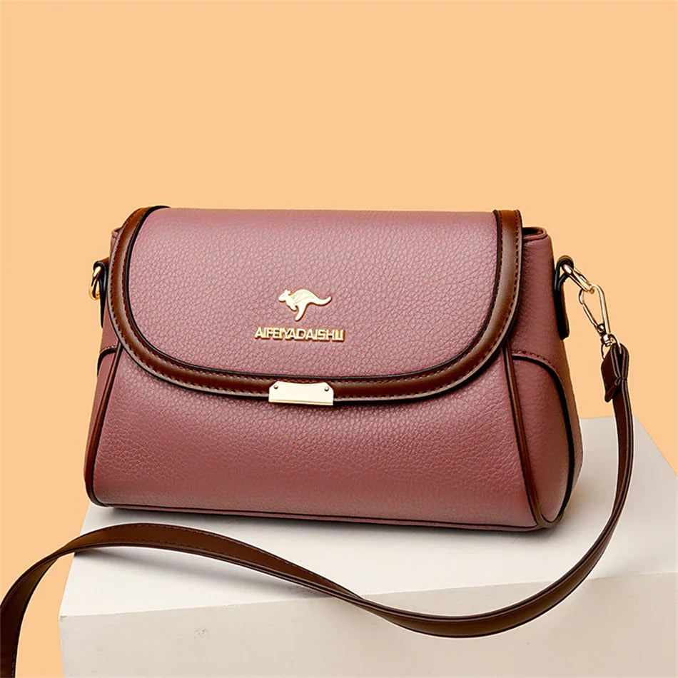Solid Color High Quality Leather Small Shoulder Bagsfor Women 2024 New Messenger Bags with StrapDesigner Crossbody Bag Sac AMain